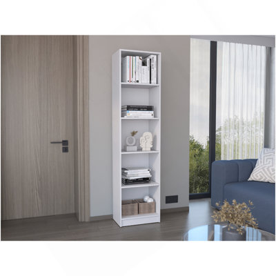 Bibliothèque Home Xs avec tablettes à 5 niveaux et design mince - Blanc - Bureau