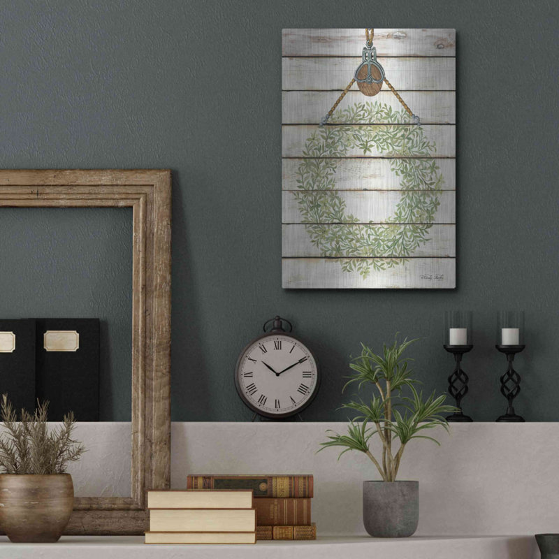 August Grove® 'Pully Hanging Wreath' by Cindy Jacobs, Metal Wall Art, 16" H x 12" W
