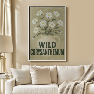 Framed Canvas Wall Art - Wild Chrysanthemum Decorative Wall Prints for Bedroom - 16"x24"