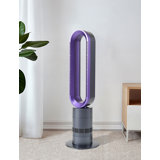 32" Purple Space Heater Bladeless Tower Fan With Remote Control