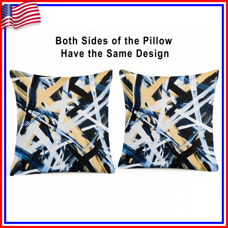 Coussin décoratif abstrait, coussins double face Art, Carré de 20 po, Abstrait bleu