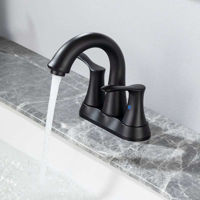 Centerset 2-handle Bathroom Faucet with Drain Assembly, Matte Black