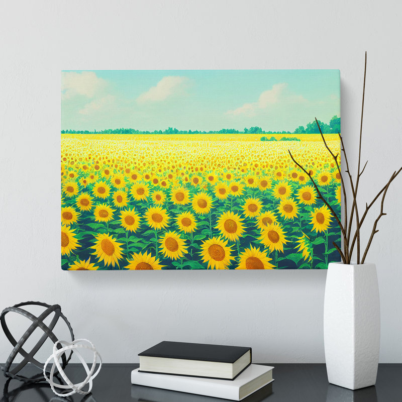 Fine Sunflower Field - Wrapped Canvas, 40cm H x 60cm W x 3cm D