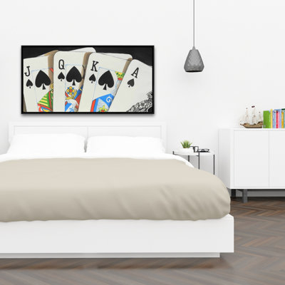 Card Game Spades Royal Flush Closeup Print On Canvas