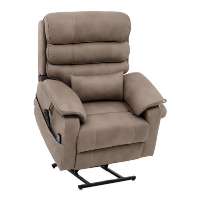 Power Lift Recliner Chair, Lift Chair With Heat And Massage For Elderly, Dual Motor Recliner Chair With A Cup Holder, Infinite Position Adjustment Electric Recliner (Medium-Wide, Light Brown)