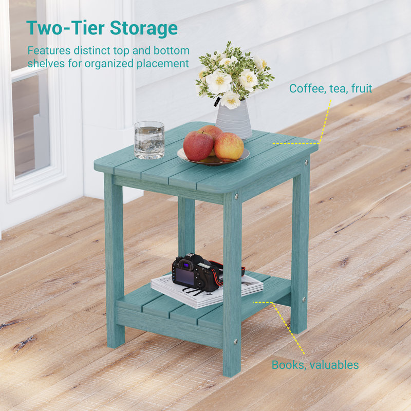 Table de bout d'extérieur en plastique / résine Adirondack, Bleu