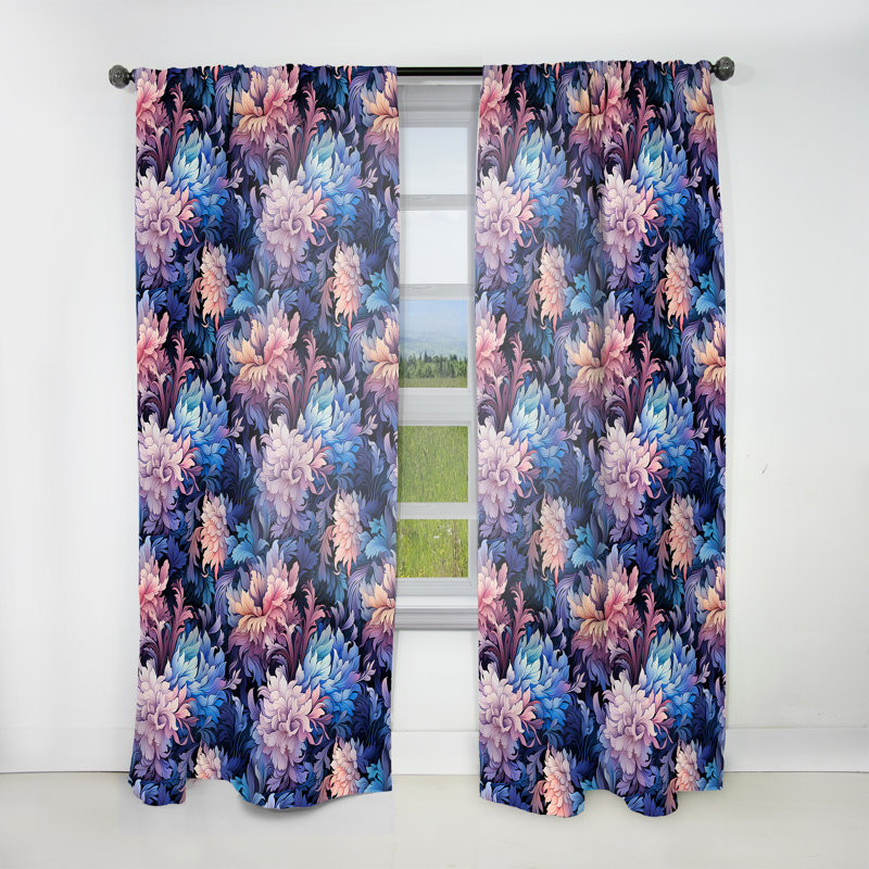 Celestial Blue Damask Mirage II - Rideau damassé - Rideau damas obscurcissant - 1 panneaux, L 52 po x L 108 po