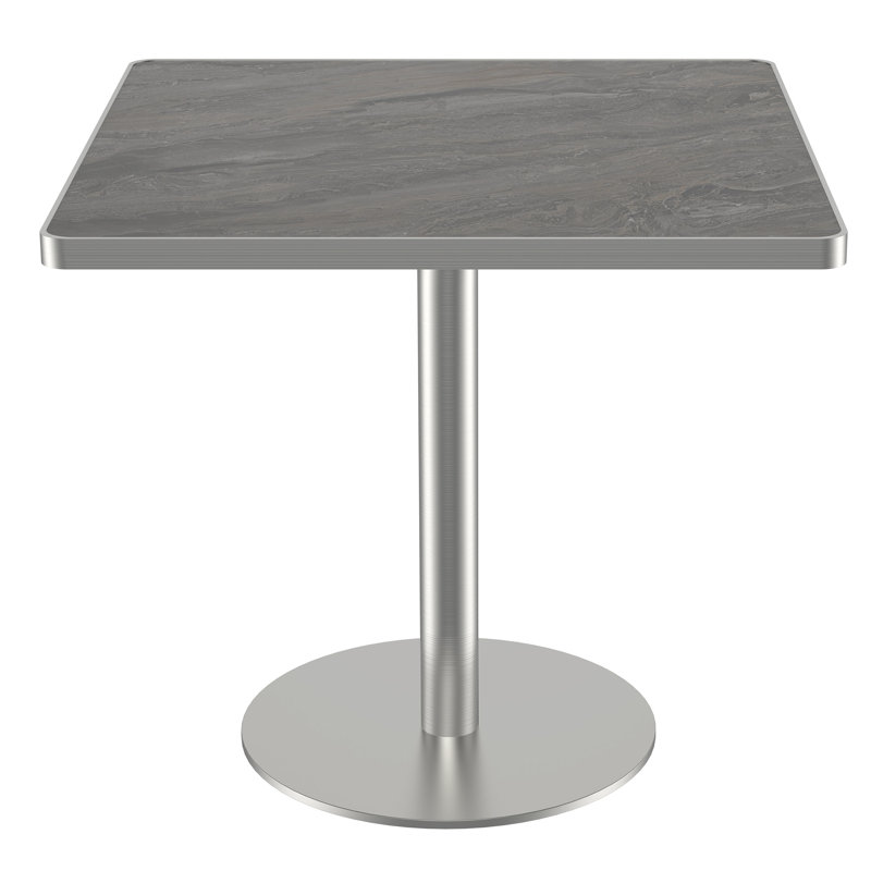 Table carrée bistro moderne tulipe 31,5 pouces avec plateau en faux marbre (sans la chaise), Gris ardoise clair / argent