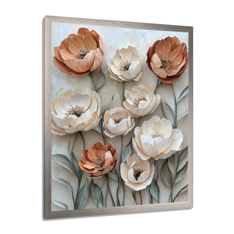 Bellver - salon d'art mural floral, H 20 po x l 12 po, Reproduction encadrée d'une seule photo, Argent argent