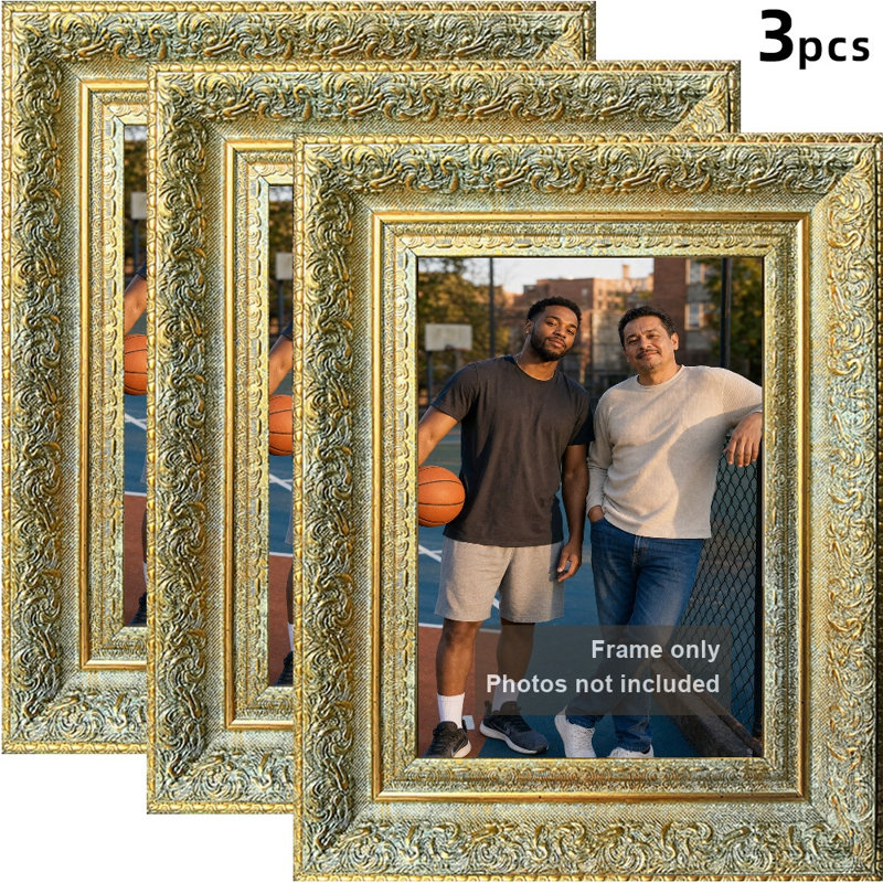 Antique Gold 3 PCS 5" x 7" Everyday Picture Frame with Classic Rectangular Shape