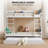 Twin Over Twin Wood Bunk Bed With RGB LED Light,USB Port Charging Station And Guardrail ,Trundle Bed,Reversible Ladder-1469455024