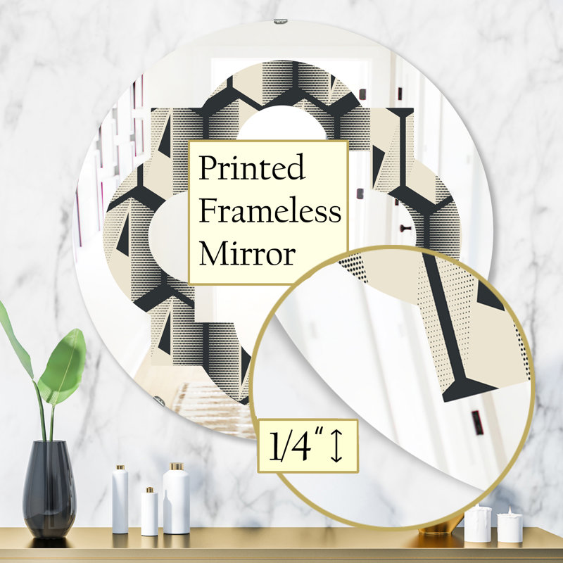 Miroir mural quadrilobe éclectique sans cadre, H 31,5 po x l po