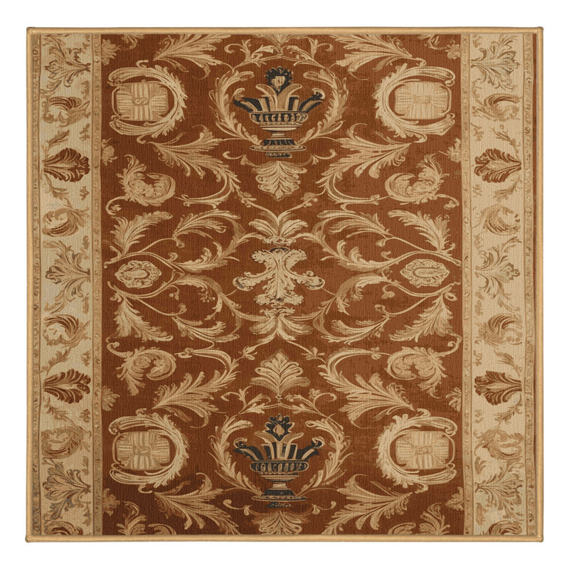 Tapis brun français lavable à la machine, Carré 7 pi
