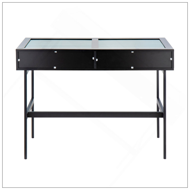 Console Emery en bois noir, acier noir et plateau en verre par Lumisource, Noir