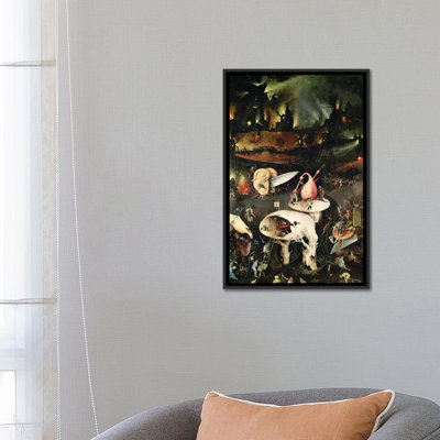 Détail de l'enfer, moitié supérieure du panneau de droite, «The Garden of Earthly Delights», 1490-1500 par Hieronyme Bosch - Impression sur toile tendue sur châssis