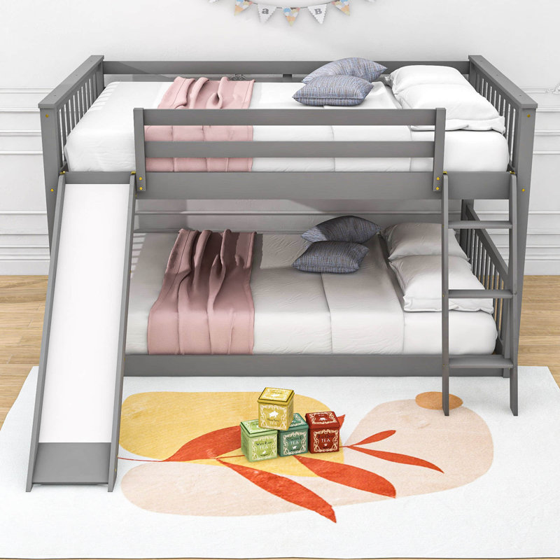 Lit superposé double au-dessus de double avec glissière Extine, gris
