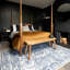 Machine Washable Beige Blue Traditional Damask Style Distressed Living Room Area Rug-81847308