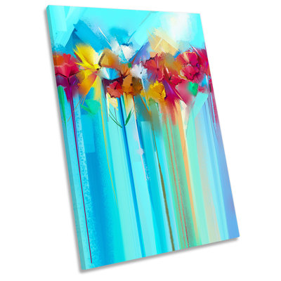 X8407 Blue Modern Flowers - Wrapped Canvas Art Prints