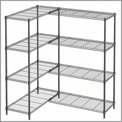 4 Tiers Storage Shelves Load 1200 LBS, Metal Shelving Wire Metal Shelving Unit Shelves for Storage Adjustable Garage Shelving for Pantry Kitchen Garag