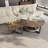 35.43''Modern Walnut Round Coffee Table Set – Nesting Tables with Hidden Storage,Full Assembly