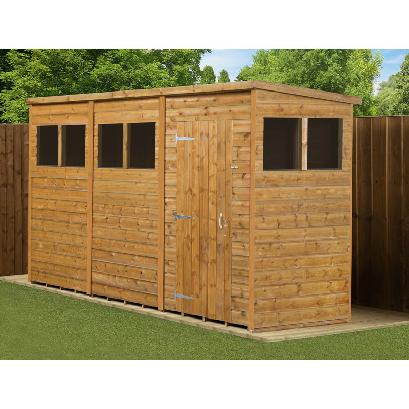 Modular Pent Garden Shed  12X4 With Windows