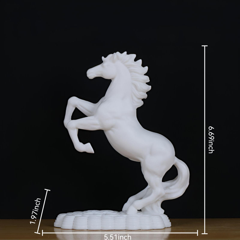 Statue de cheval en céramique - symbole du succès et de la prospérité, Blanc
