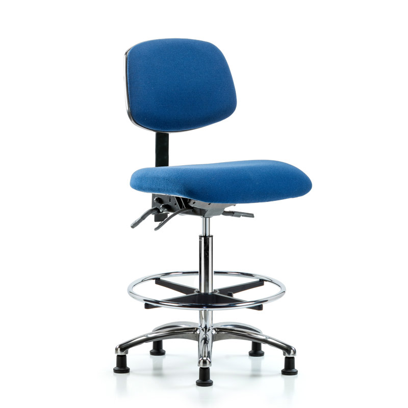Jackeline Drafting Chair, Blue, Glides, Included