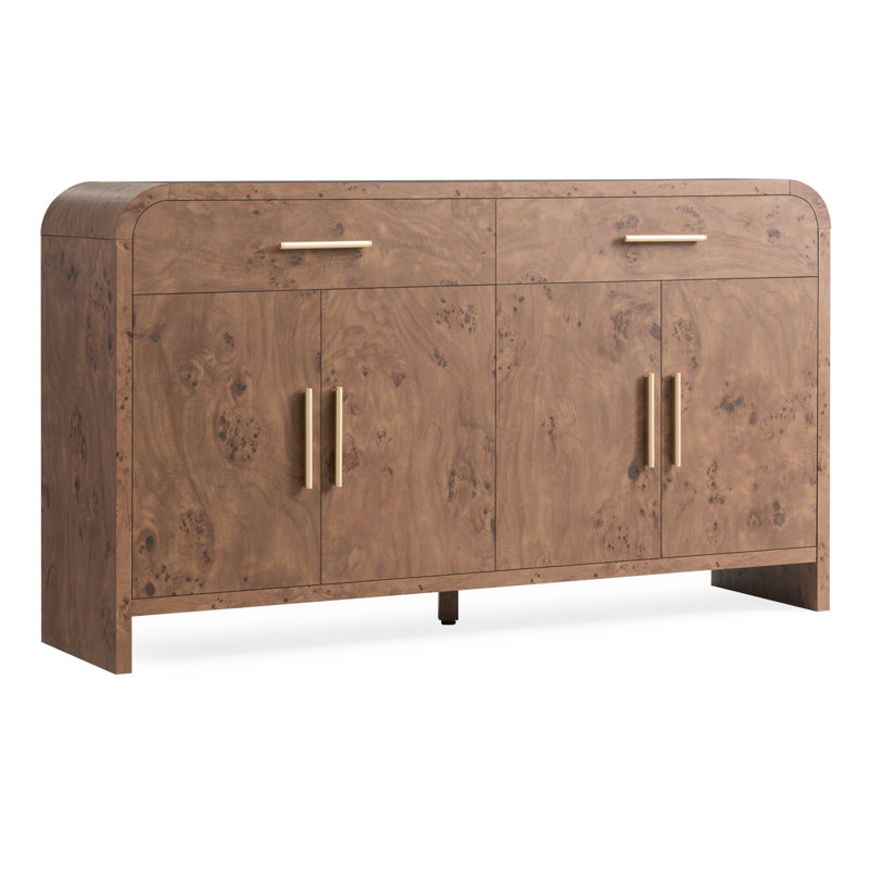 Armoire arquée moderne à 2 tiroirs: console multimédia 3 en 1, buffet et commode, Loupe foncée