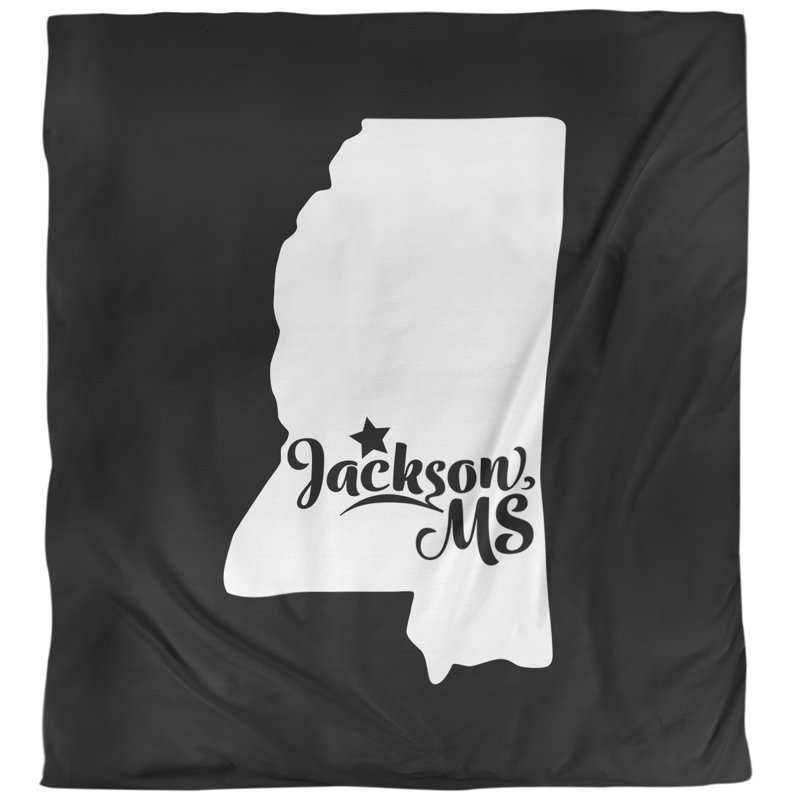Housse de couette simple jackson Mississippi, Housse de couette simple TG, Noir, Microfibre