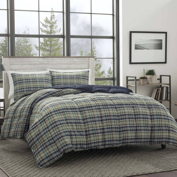 Eddie Bauer Set Copripiumino King Reversibile, Microfibra Scamosciata, Colore Navy Shasta Lake