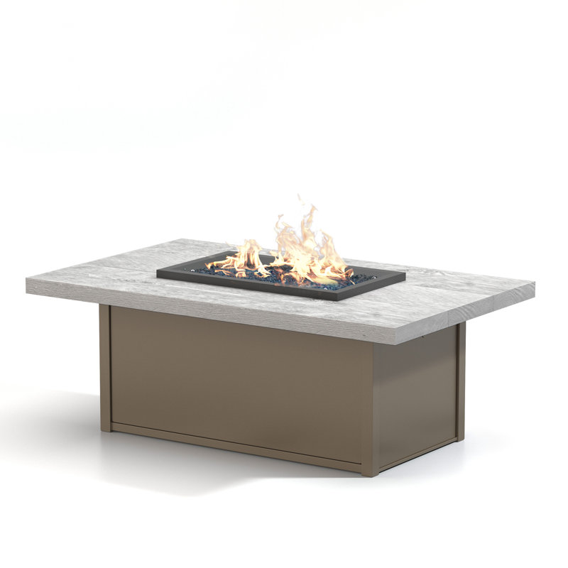 Chat Polyresin/Aluminum Propane/Natural Gas Fire Pit, 19" H x 32" W x 52" D, Carbon - Sequoia - Bronze Glass