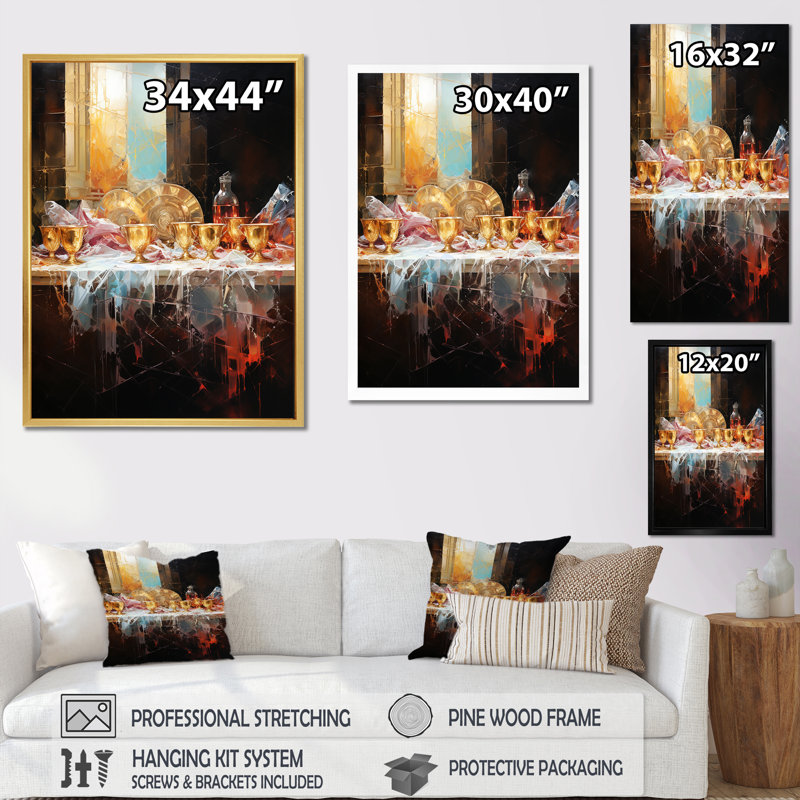 Décoration murale «The Last Supper» Popart - Christianisme, Cadre photo noir simple, H 32 po x l 24 po x P 1 po