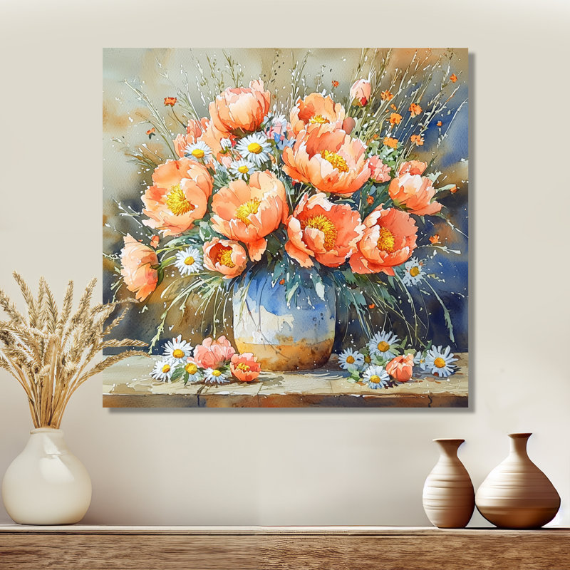 Art sur toile, pivoines sauvages à la ferme I, Toile tendue, Ne s’applique pas, H 30 po x l 30 po