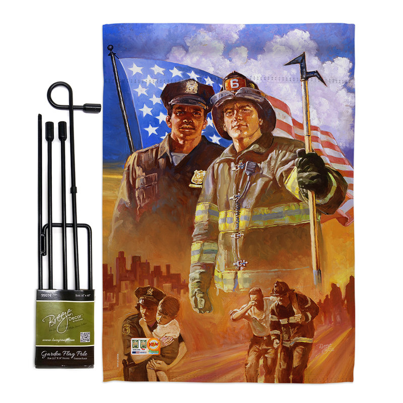 Heroes Americana Patriotic Vertical Double-Sided Garden Flag Set