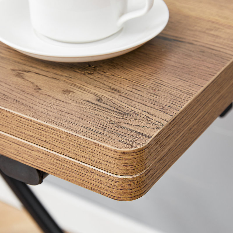Table élévatrice multifonctionnelle avec 0,8 pouce d'épaisseur, pieds en métal noir, bois texturé, convient pour le bureau, le bureau et la toilette, bureau moderne à hauteur réglable, café, salle à manger, pieds