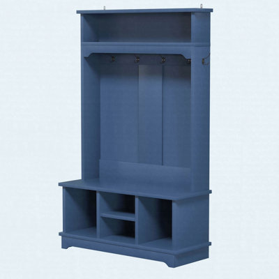 Arbre d'entrée 3 en 1 avec banc de rangement pour chaussures, porte-manteau et 4 compartiments à chaussures et tablette supérieure