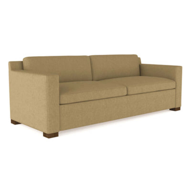 Causeuse Mercer, H 33,5 po x l 72 po x P 39 po, Tapis massepain en lin à tissage carré, Brun foncé