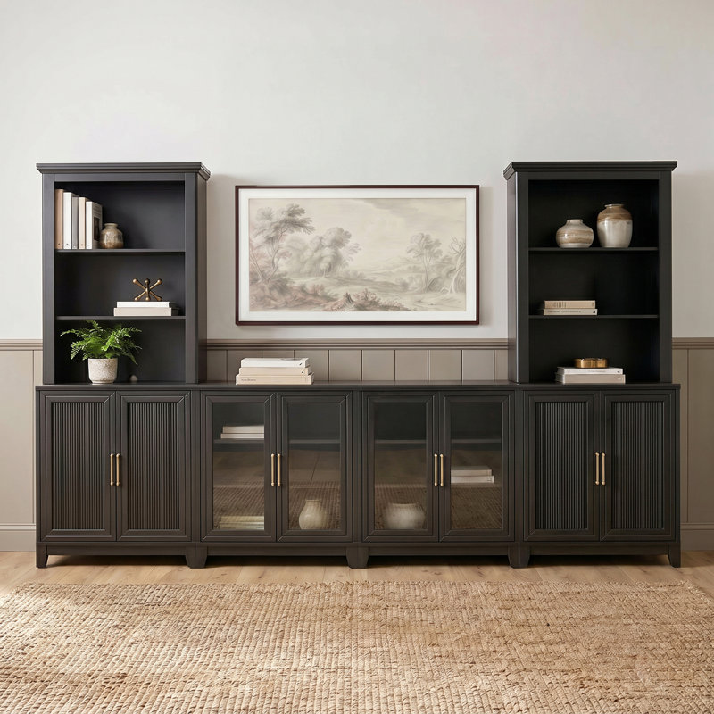 Ensemble de commode modulaire avec bahut 6 pièces Martha Stewart Bedford, Noir