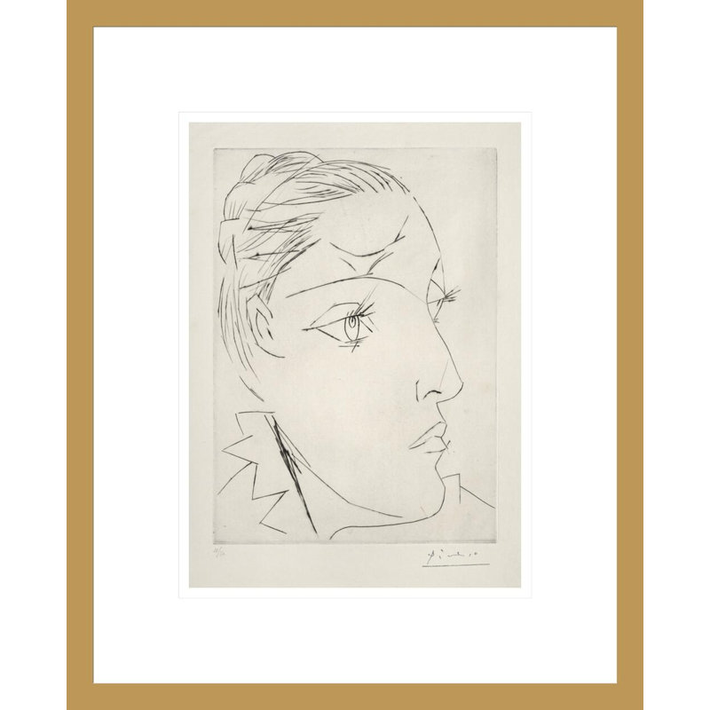 Portrait de Dora Maar dans un chignon par Pablo Picasso, impression giclée encadrée, H 16,75 po x l 13,6 po