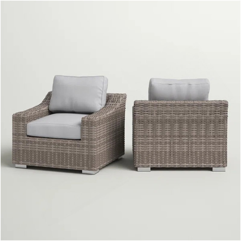 Chaise de patio avec coussins 2, Mélange de gris