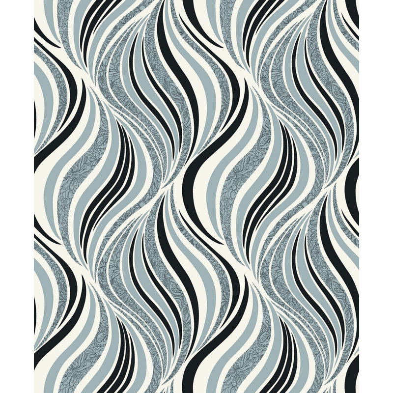 Rouleau de papier peint l 33 pi x l 21 po Willsboro, Brun clair / blanc / bleu