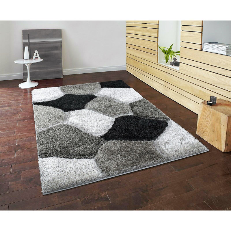 Holliman Geometric Shag Area Rug, Rectangle 60 x 110cm