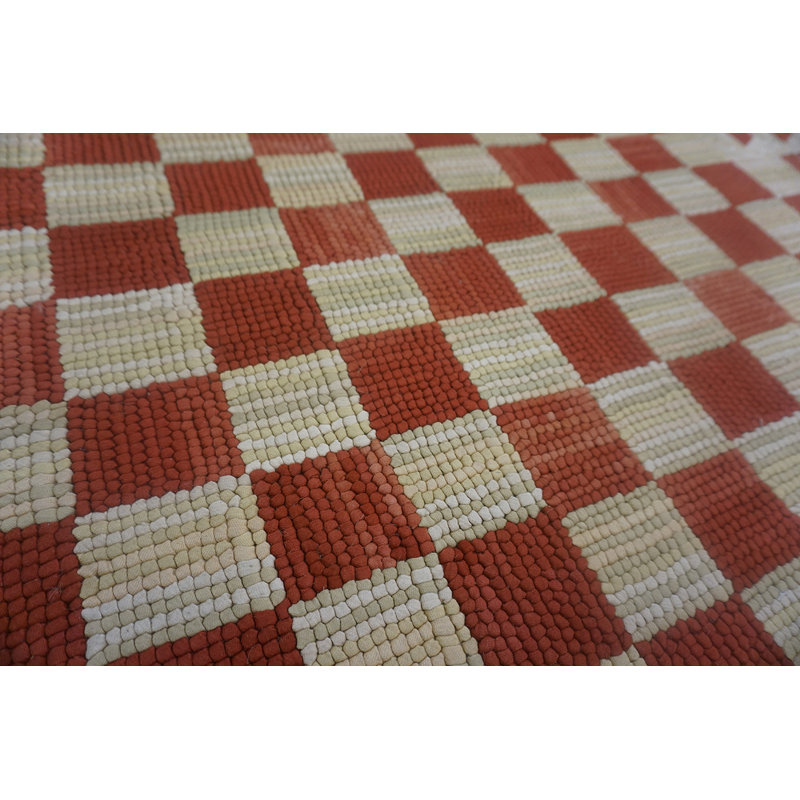 Flatweave Wool Checkered Area Rug