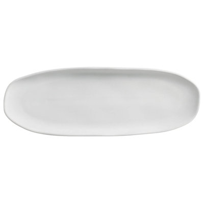 New White Large Serving Platter 14.2” Ceramic Stoneware - Microwave, Oven, and Dishwasher Safe, by Porto Brasil