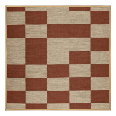 Tapis brun à carreaux lavable à la machine