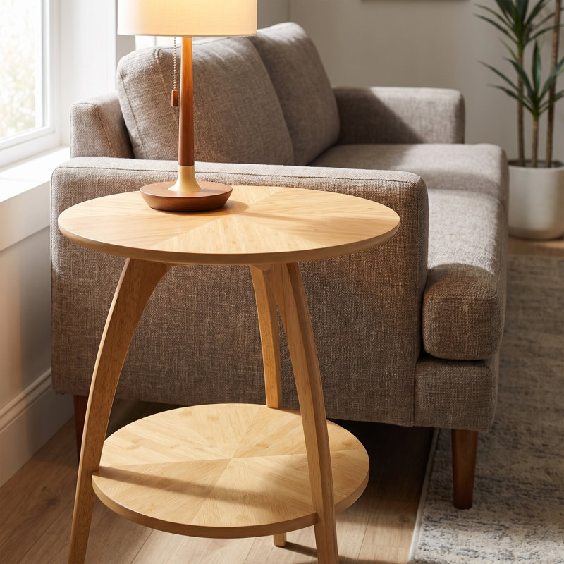 Table de bout à trois pieds avec rangement Atreu, Bambou