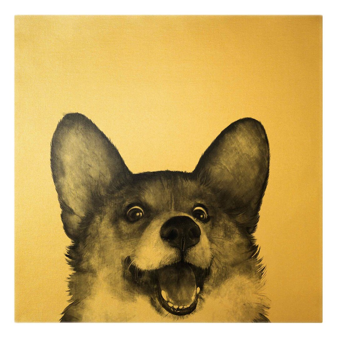 Leinwandbild Illustration Hund Corgi Laura Graves