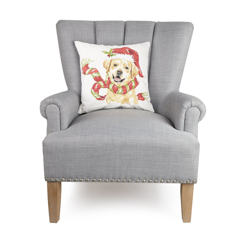 Coussin de Noël brodé Golden Lab
