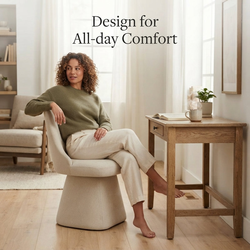 360° Swivel Fabric Upholstered Dining Chair, Linen