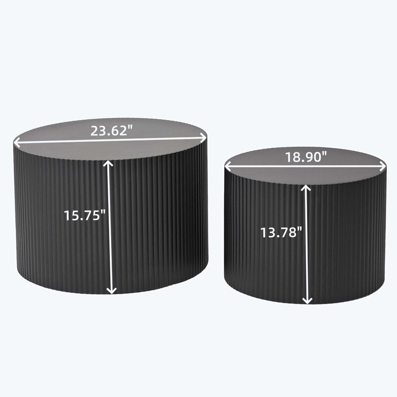 Wave Stripe Nesting Coffee Table Set, Black